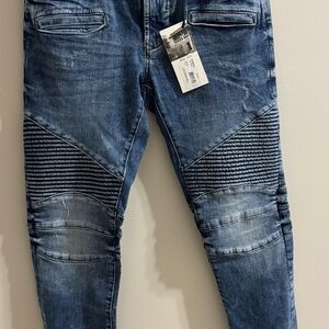 Parasuco Blue Skinny Jeans with Ribbed Accents